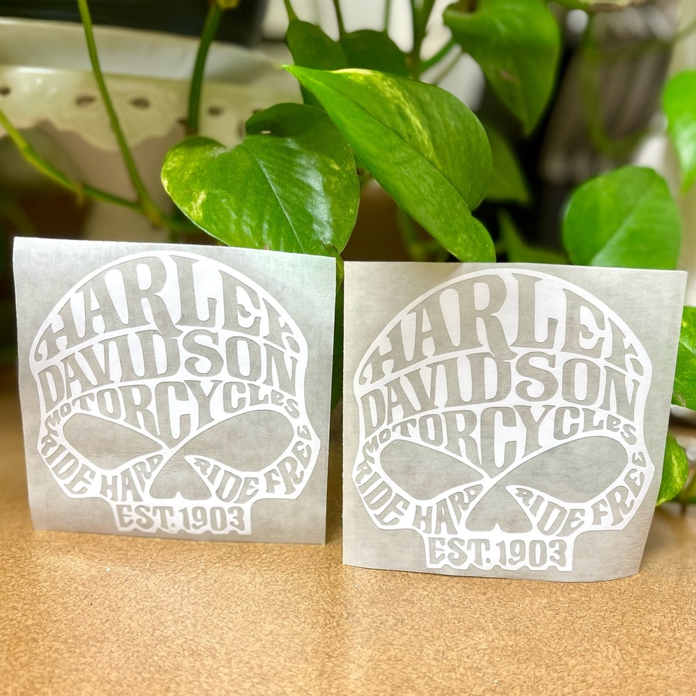 Harley White matte 4” motorcycle decals New set/2